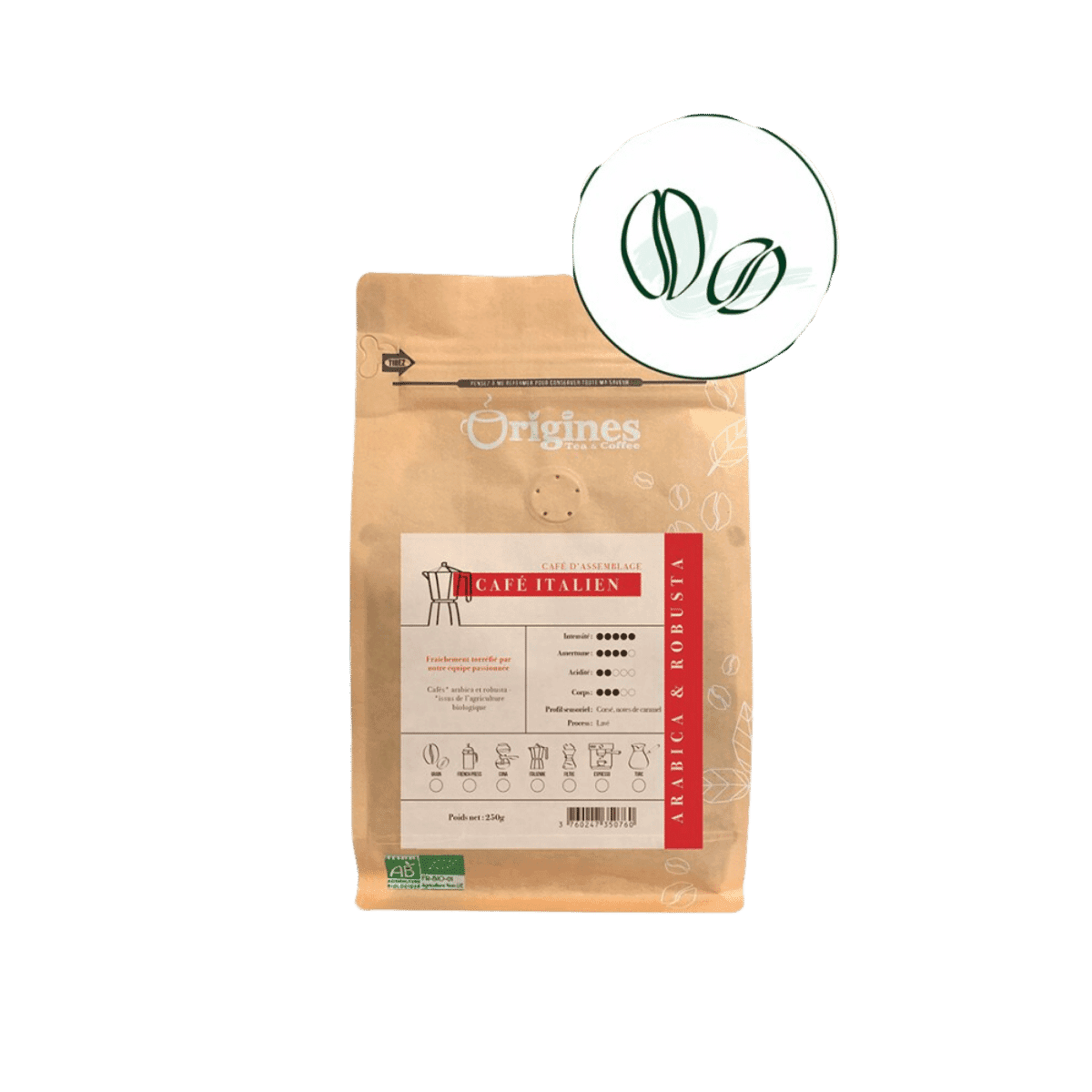Café Italien BIO - Grain 250g - Origines Coffee