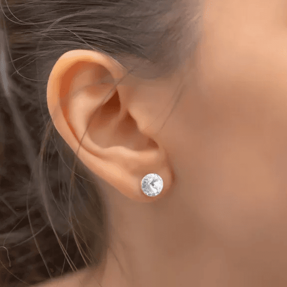 Clous d'oreilles ÉNIGME Doré & Blanc - Mademoiselle jolie Paris