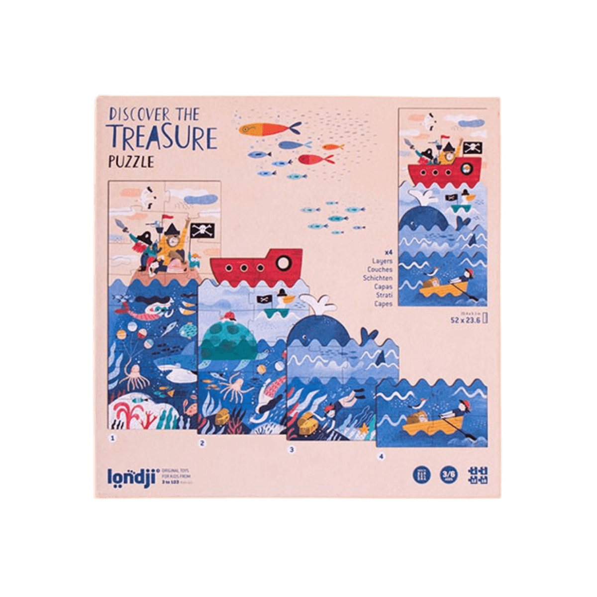 Puzzles 36 pc - 3 - 6 ans - DISCOVER THE TREASURE PUZZLE - Londji
