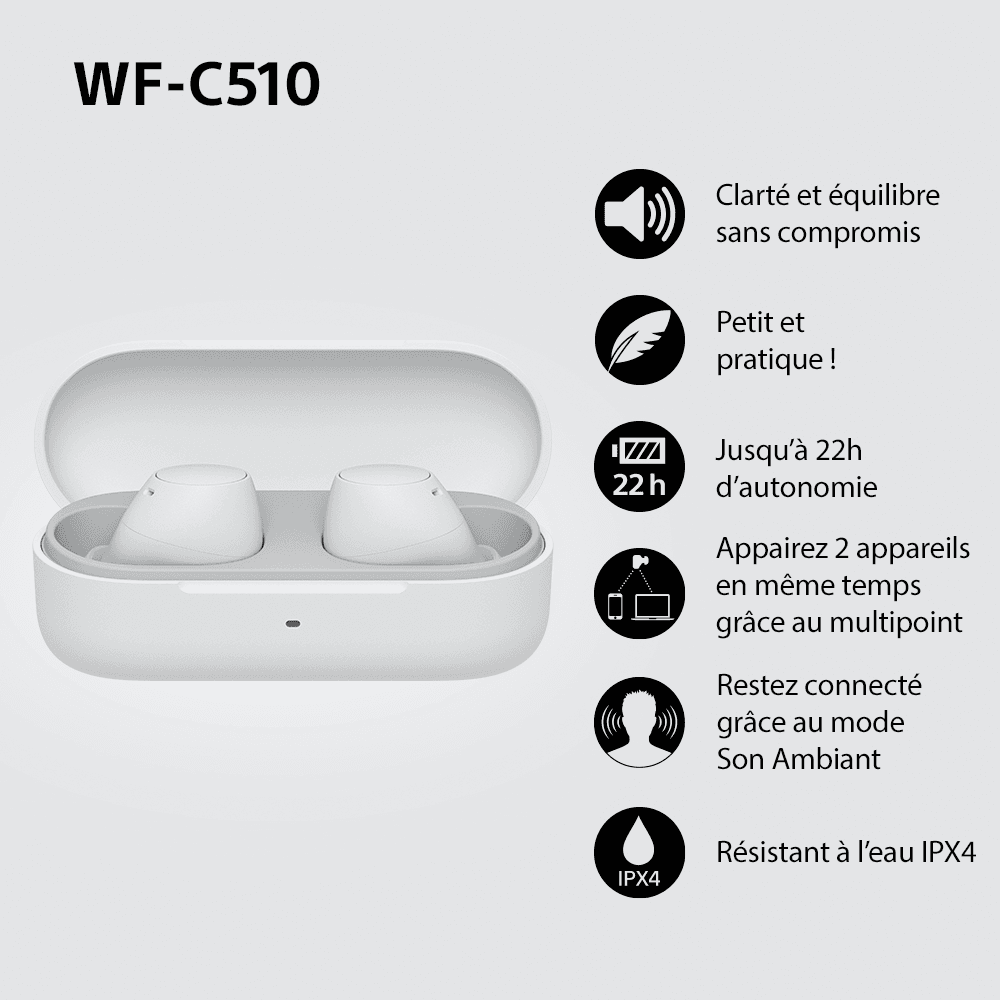 Ecouteurs Bluetooth WFC510W - Blanc - Sony