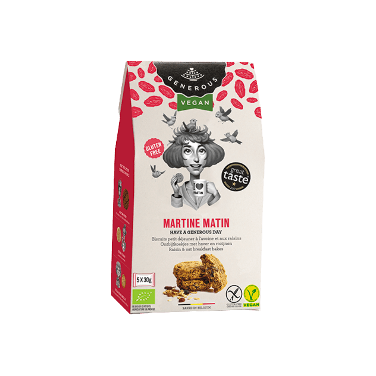 Biscuits Martine Matin Avoine & raisins 150gr (5 x 30g) BIO - Generous