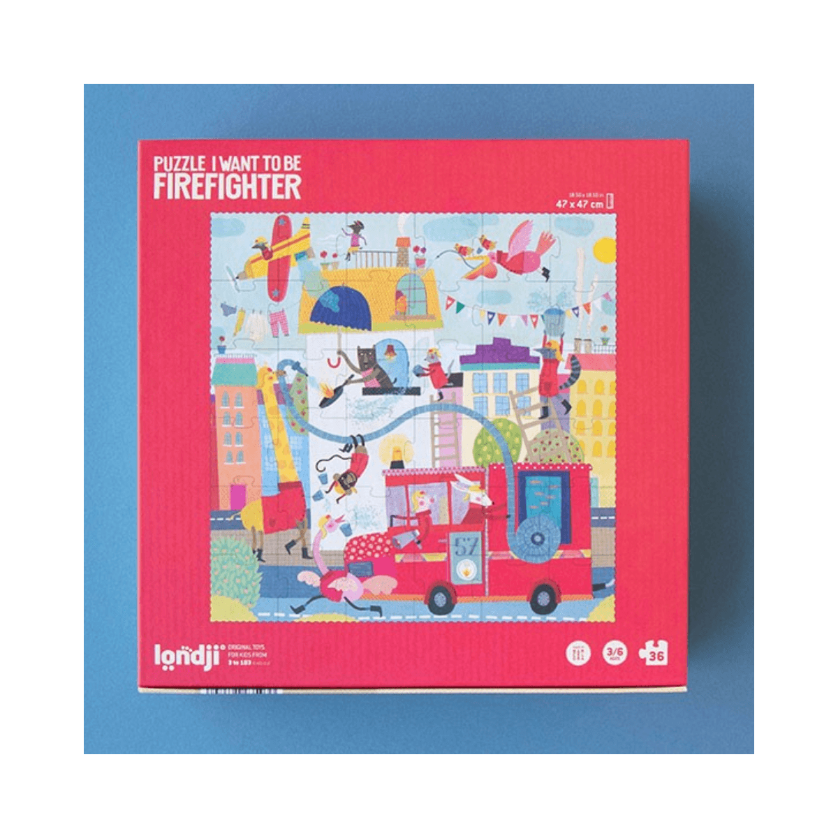 Puzzle 36 pc - 3 - 6 ans - I WANT TO BE FIREFIGHTER PUZZLE - Londji