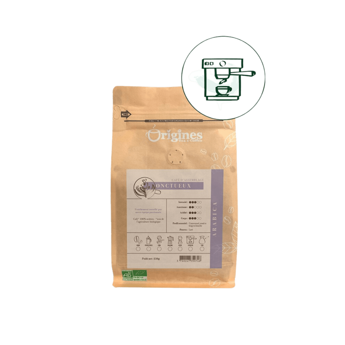 L'onctueux BIO - Expresso - Moulu 250g - Origines Coffee