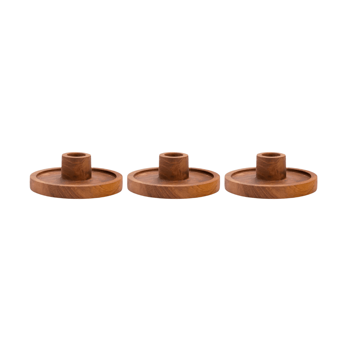 Bougeoirs chandelle en teck  x3 - DINNER CANDLE HOLDER LUNA - Originalhome