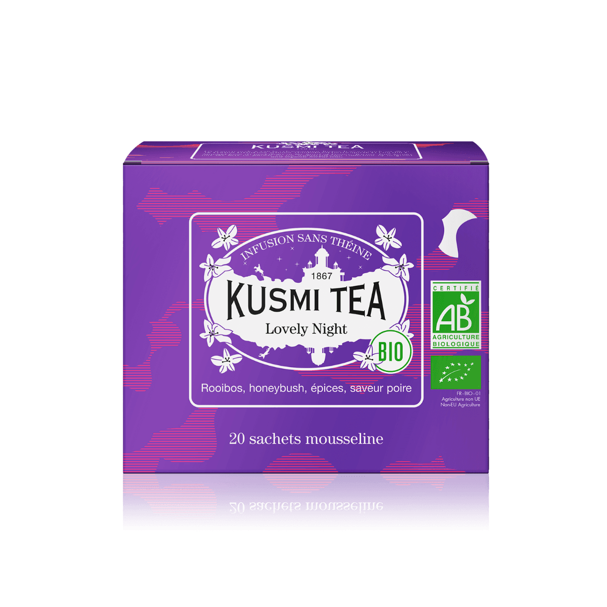 Infusion au tilleul BIO - Lovely Night - Etui 20 sachets mousseline - 40gr - Kusmi Tea