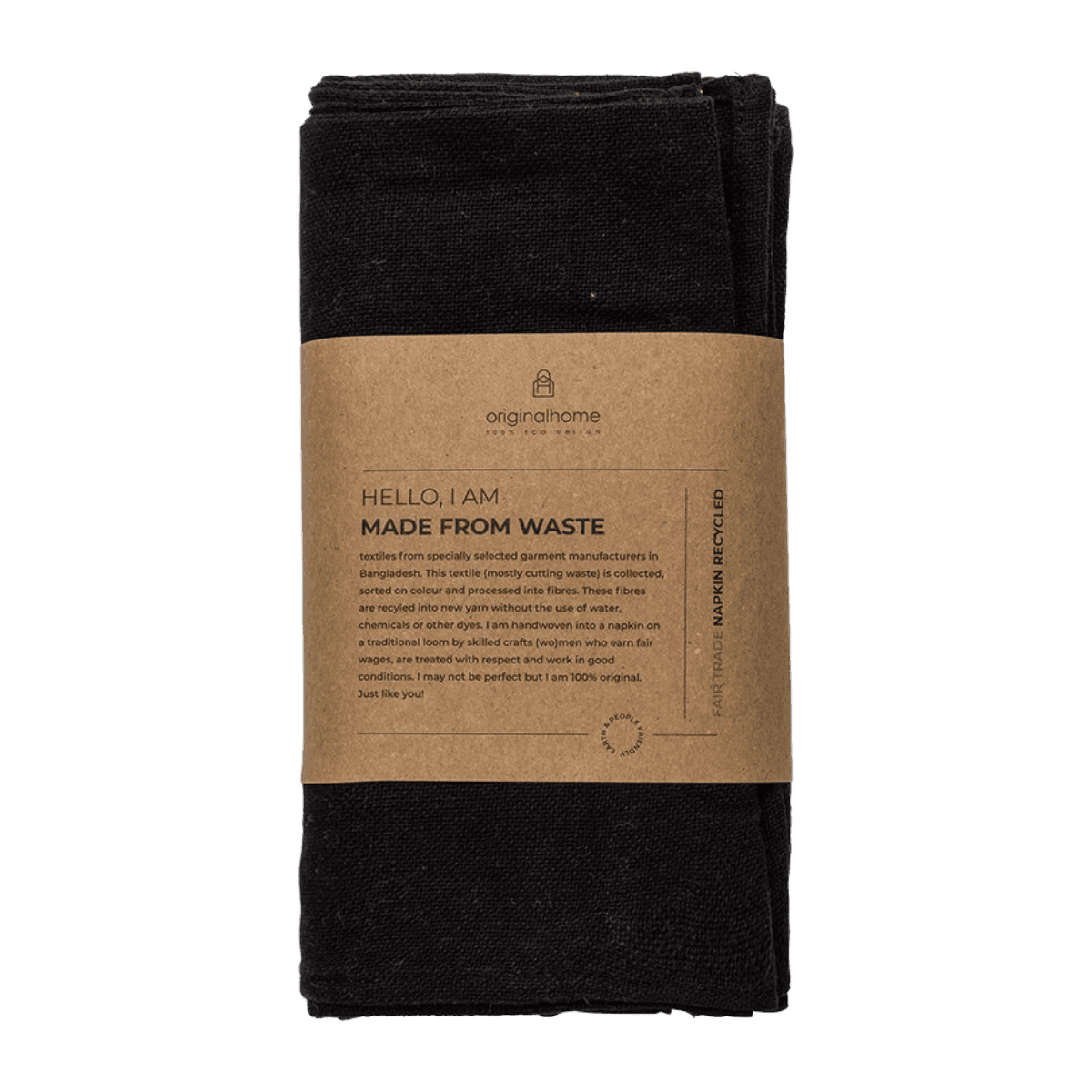 Serviettes de table x 4 - Noir - NAPKIN RECYCLED - BLACK S/4 - Originalhome