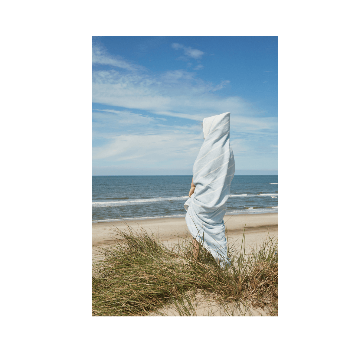Cape de bain - Raita - Blanc et bleu ciel - Oyoy