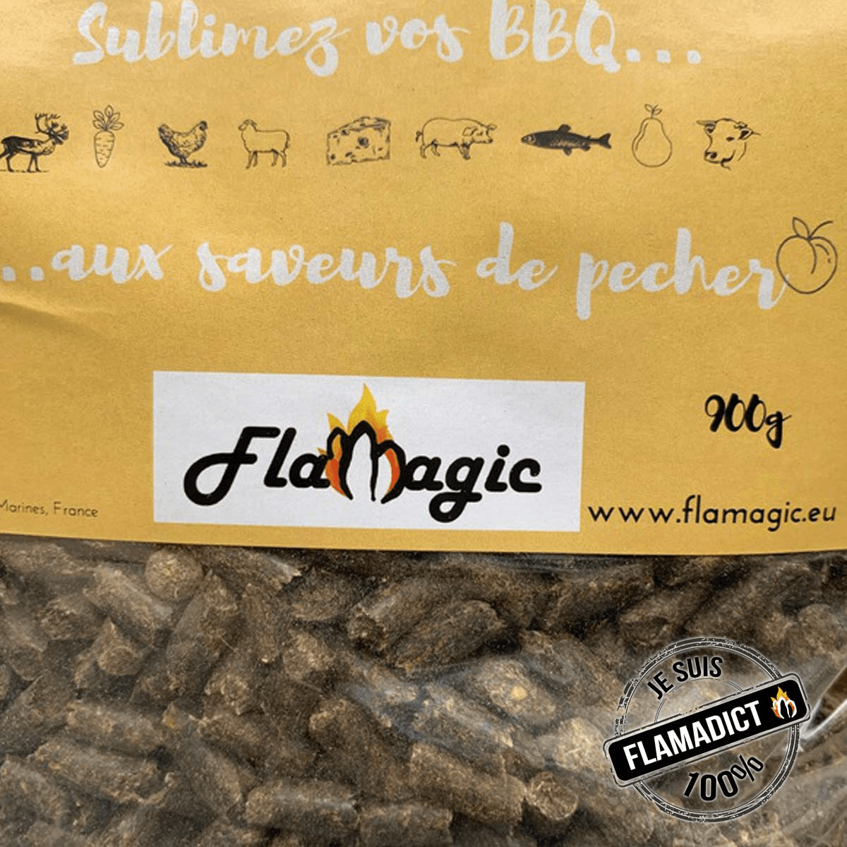 Barbecue Pellets de Pêcher pour fumage - 900g - Flamagic