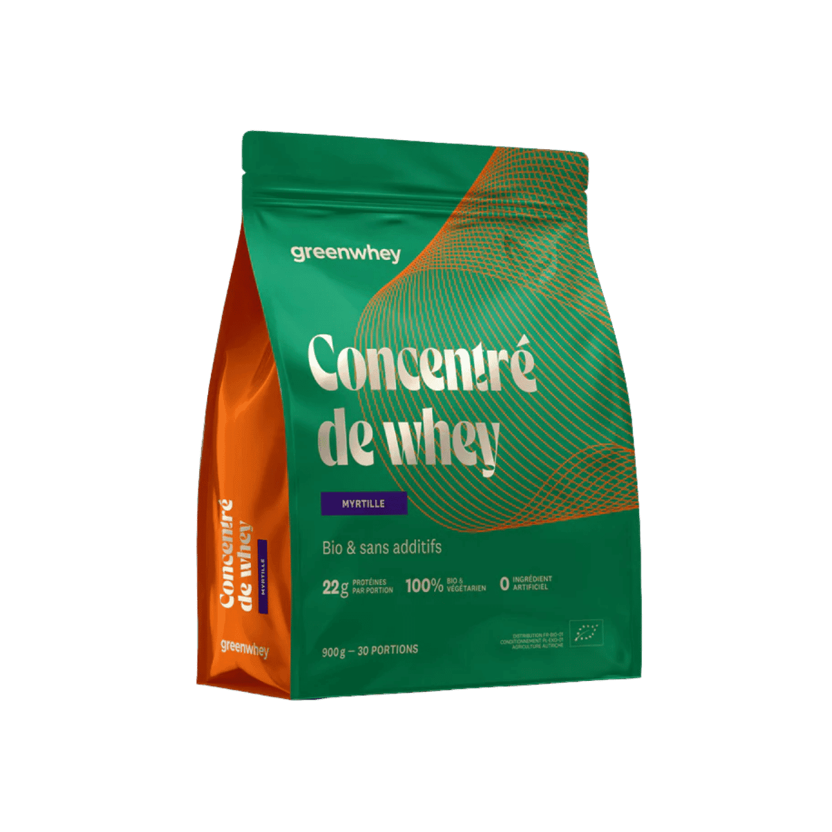 Concentré de Whey BIO Myrtille 900g - Greenwhey