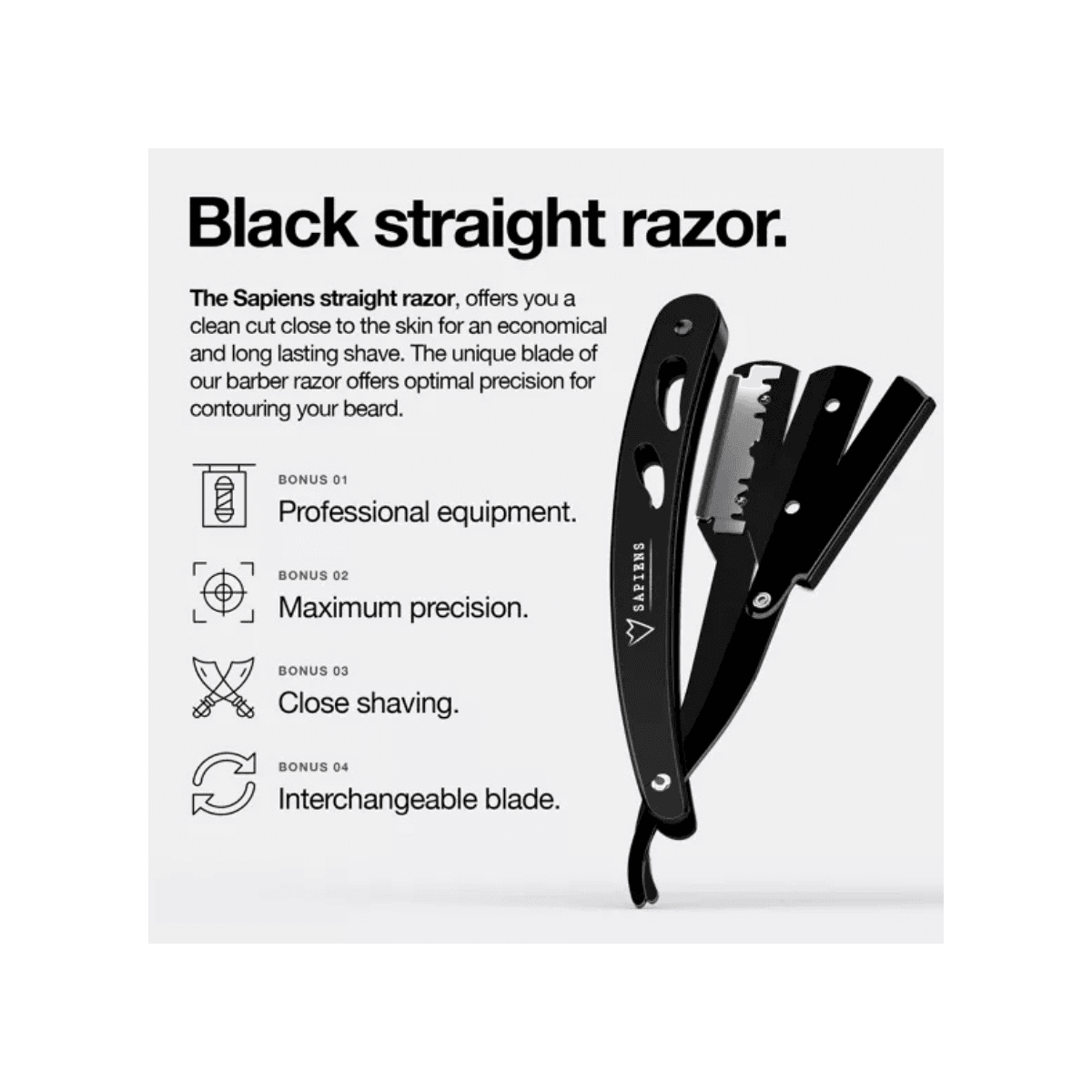 Rasoir droit - Black Edition - Sapiens
