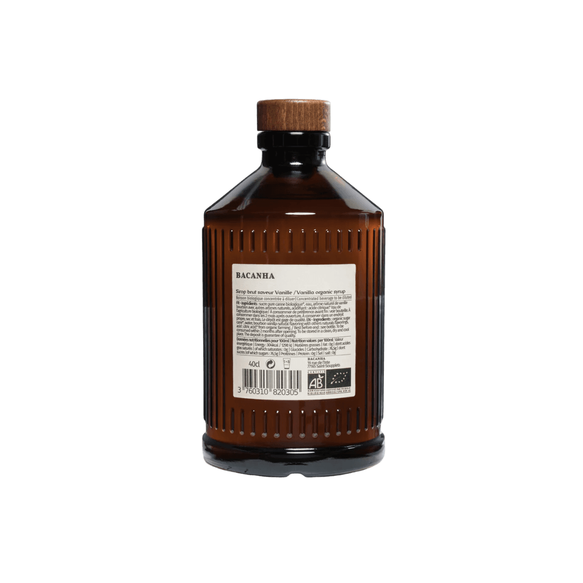 Vanille brut siroop - biologisch - 400ml - Bacanha