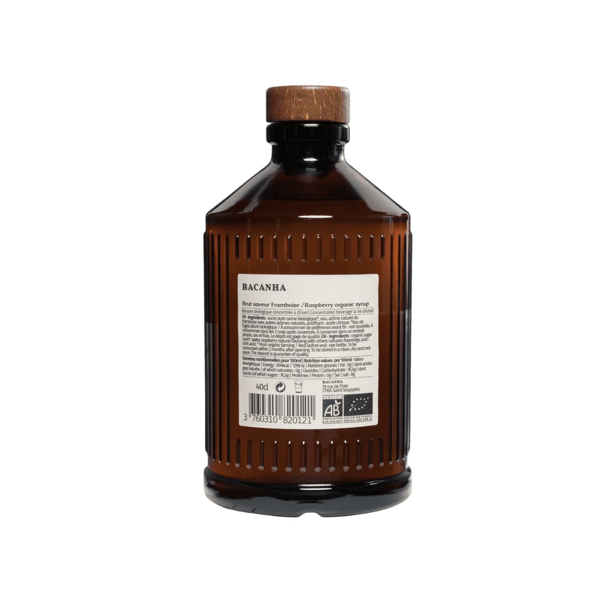 Sirop de framboise Brut - Bio - 400ml - Bacanha