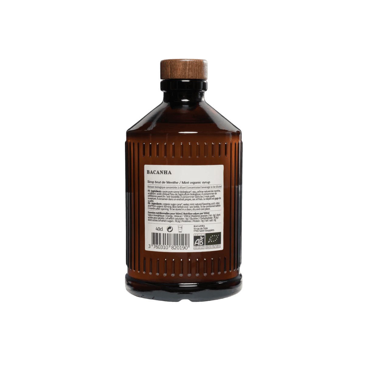 Sirop de menthe Brut - Bio - 400ml - Bacanha