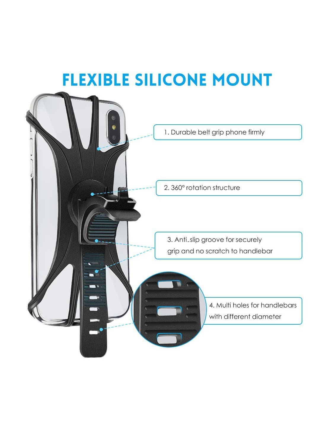 Support téléphone pour trottinette/vélo/moto - Rotatif à 360° - We Go Board