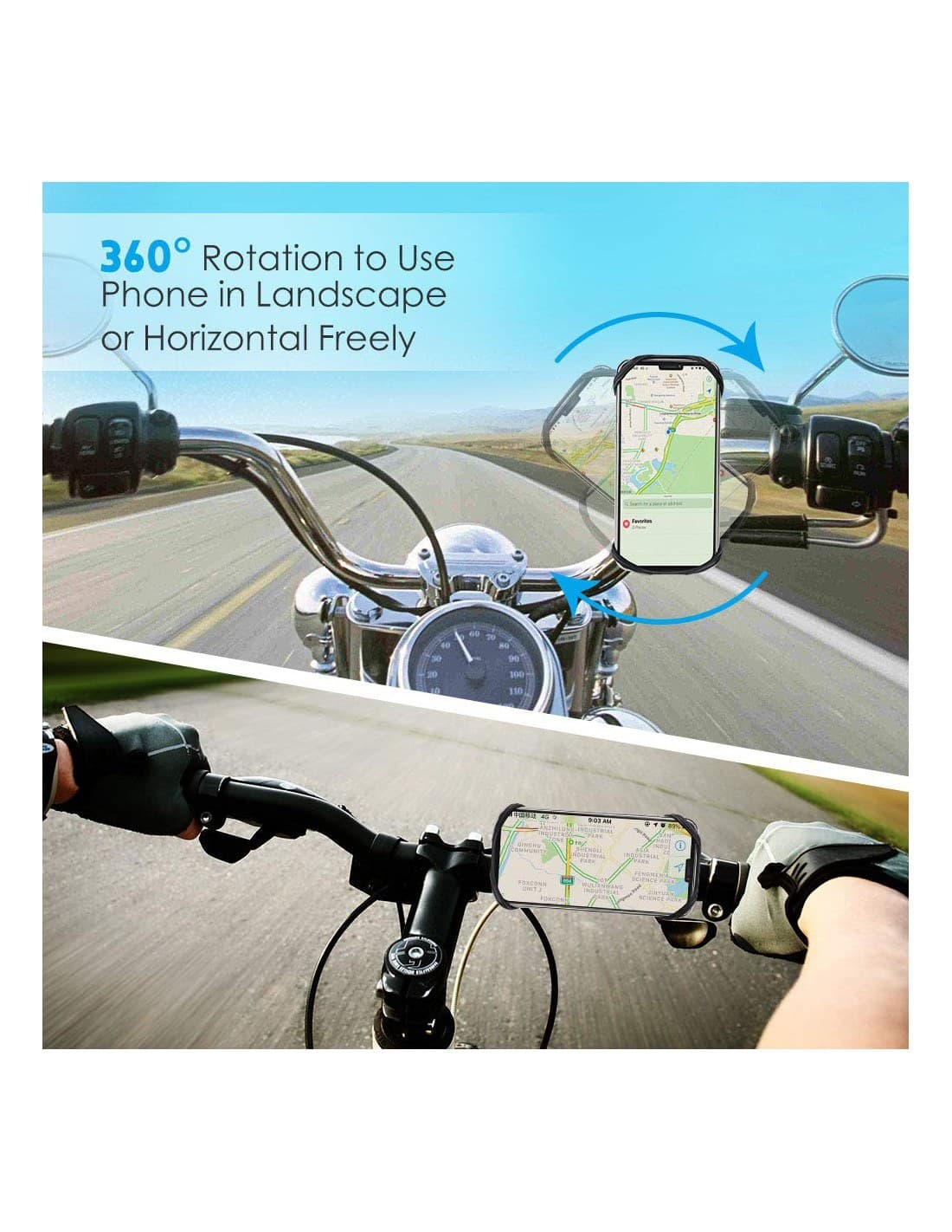 Support téléphone pour trottinette/vélo/moto - Rotatif à 360° - We Go Board