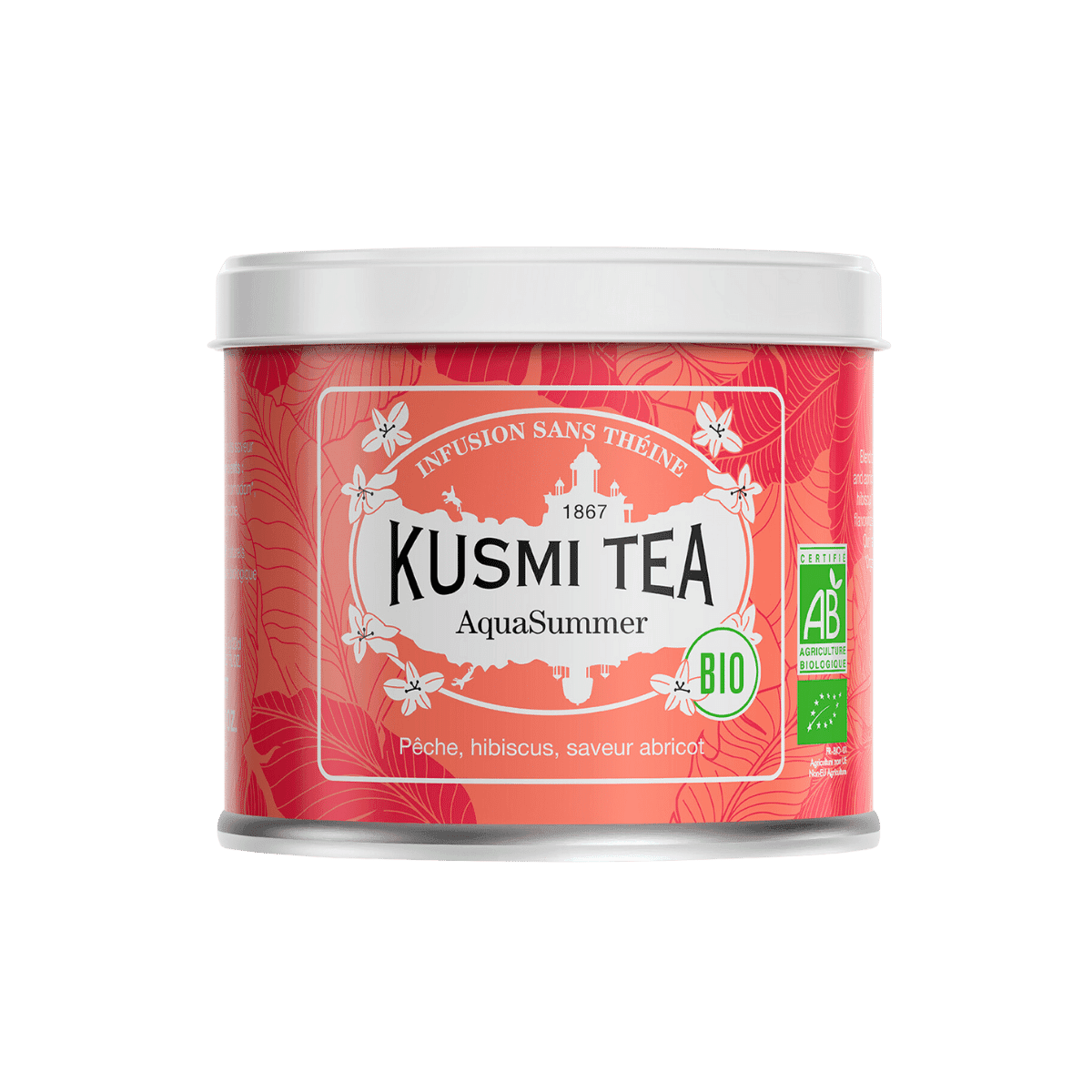 Infusion hibiscus pêche abricot BIO - AquaSummer - Boîte métal 100gr - Kusmi Tea