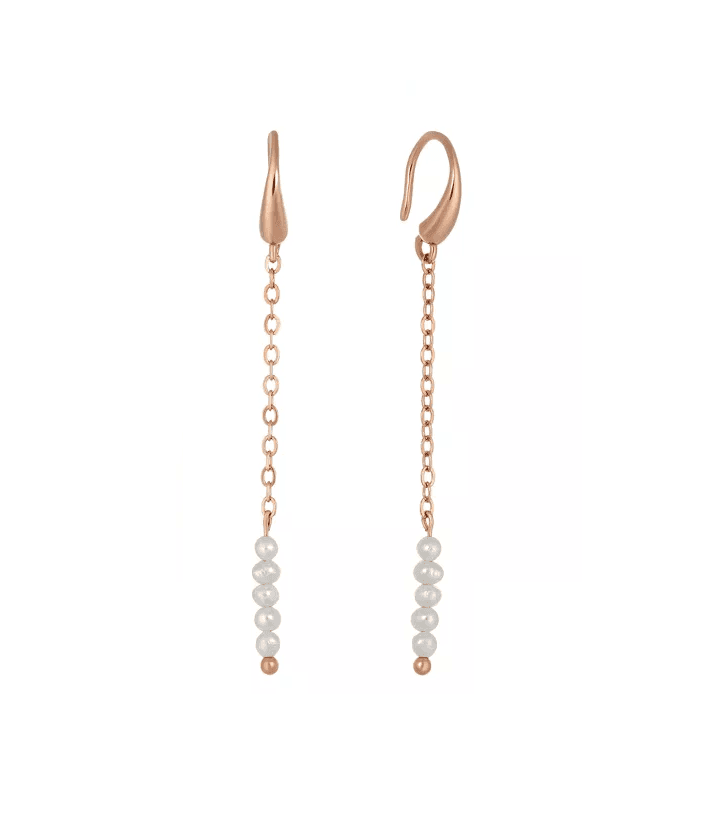 Boucles d'oreilles chaînettes GABRIELLE Doré & Perles de culture - Mademoiselle jolie Paris