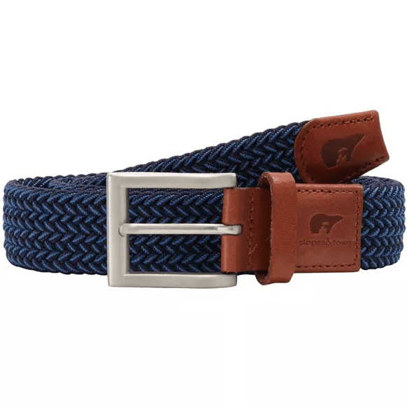 Ceinture tissée recyclée bleu marine et bleu clair Tommy 105cm - Slopes & Town