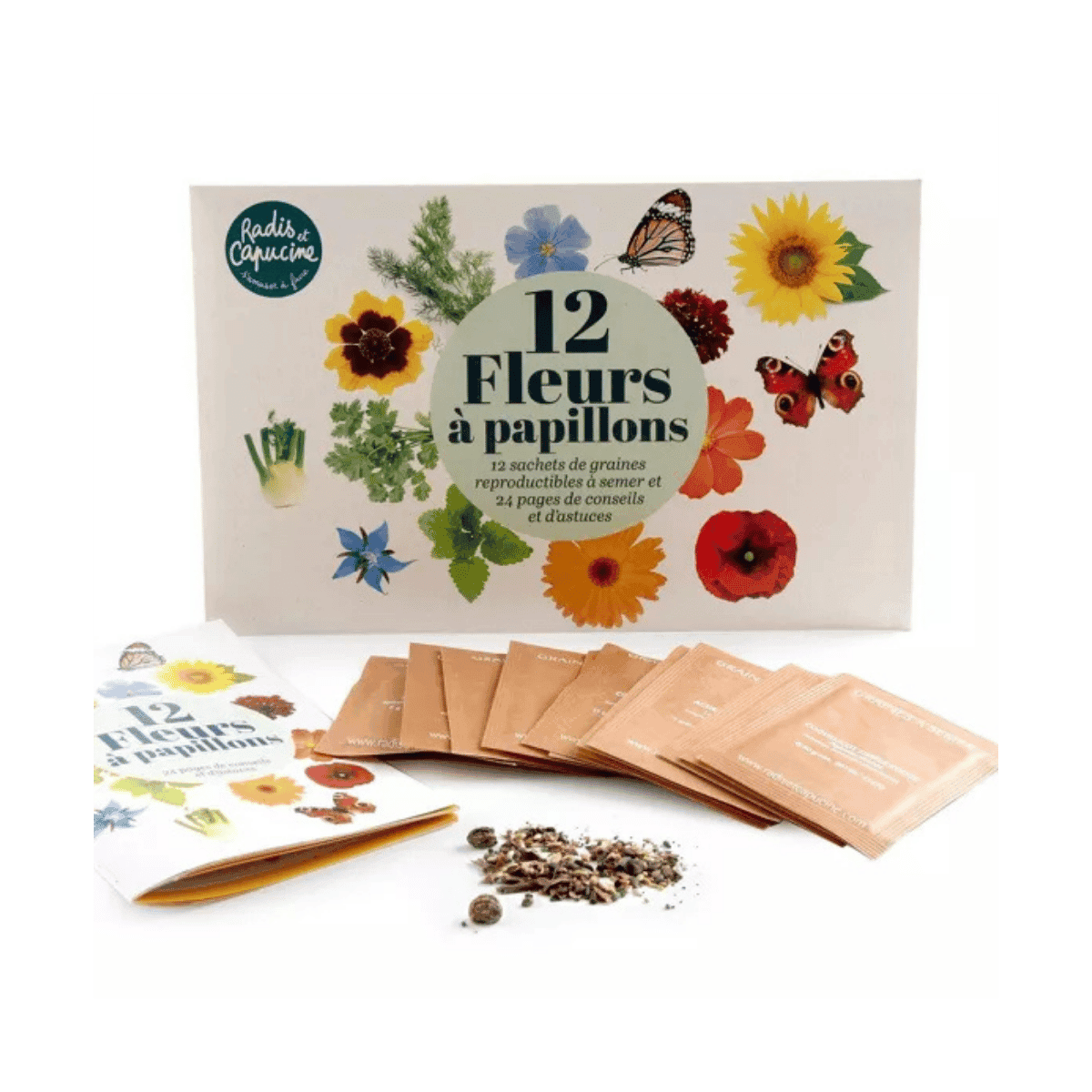 Coffret 12 sachets Jardiner les fleurs à papillons - Radis et Capucine