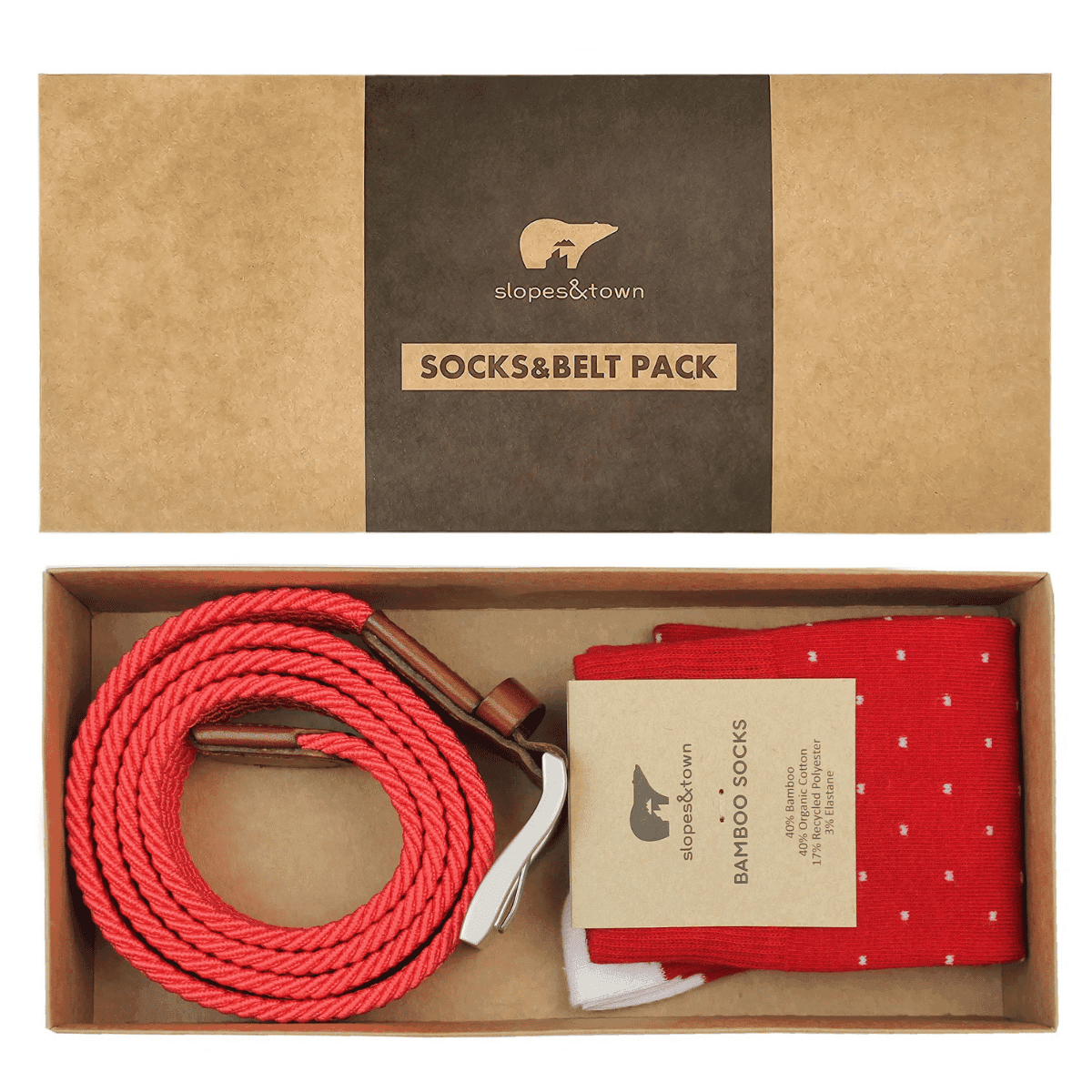 Coffret cadeau ceinture George et chaussettes à pois rouges 40-44 - Slopes & Town