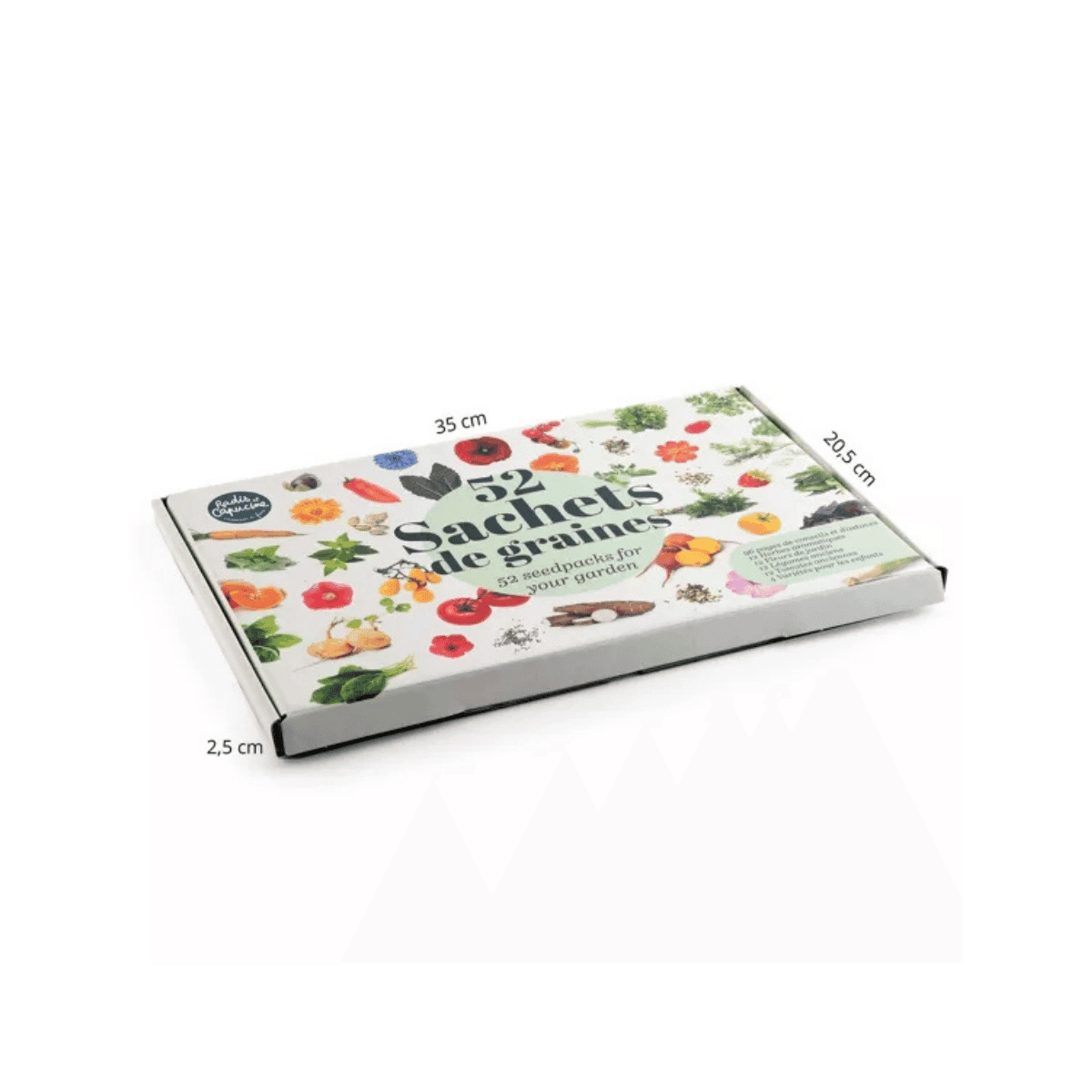 Coffret de graines "Légumes insolites herbes aromatiques tomates anciennes fleurs du jardin" 52 sachets - Radis et Capucine