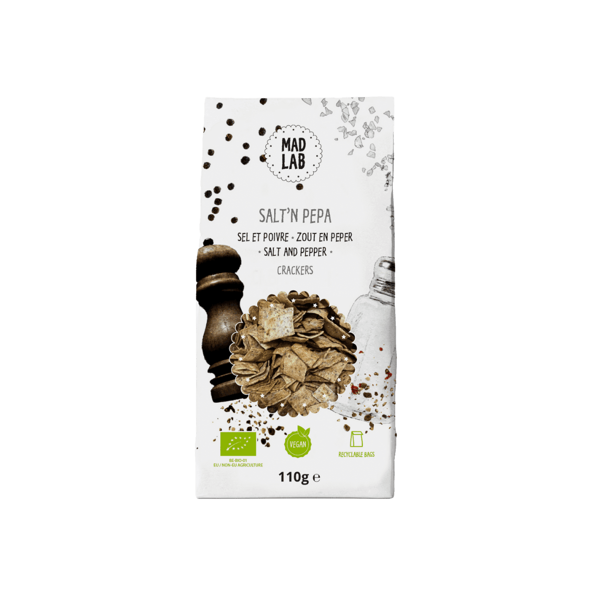 Crackers au sel et poivre BIO - SALT'N PEPA - Mad Lab