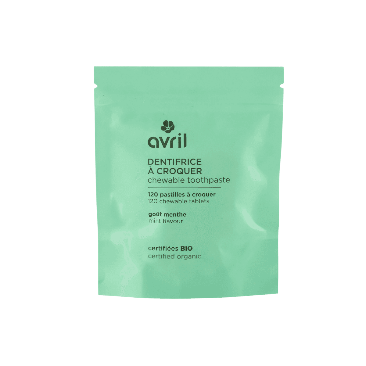 Dentifrice à croquer - sachet de 120 pastilles - Certifié Bio - Avril
