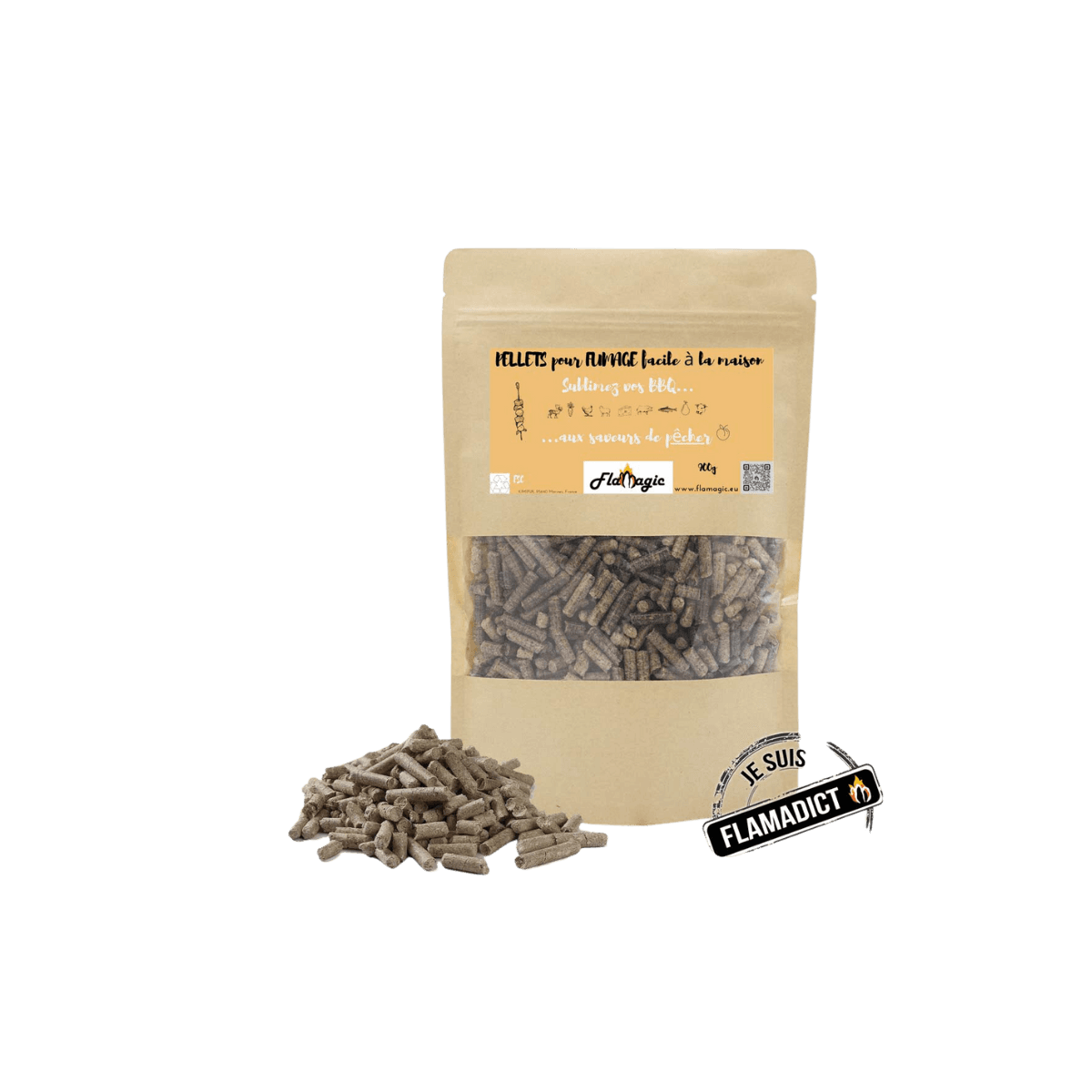 Barbecue Pellets de Pêcher pour fumage - 900g - Flamagic