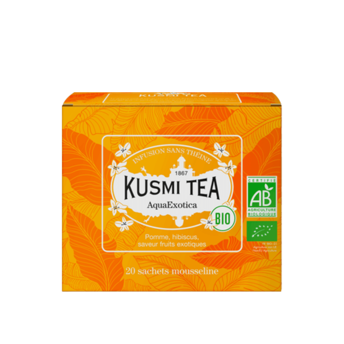 Infusion hibiscus mangue BIO - AquaExotica - Etui 20 sachets mousseline - 40gr - Kusmi Tea