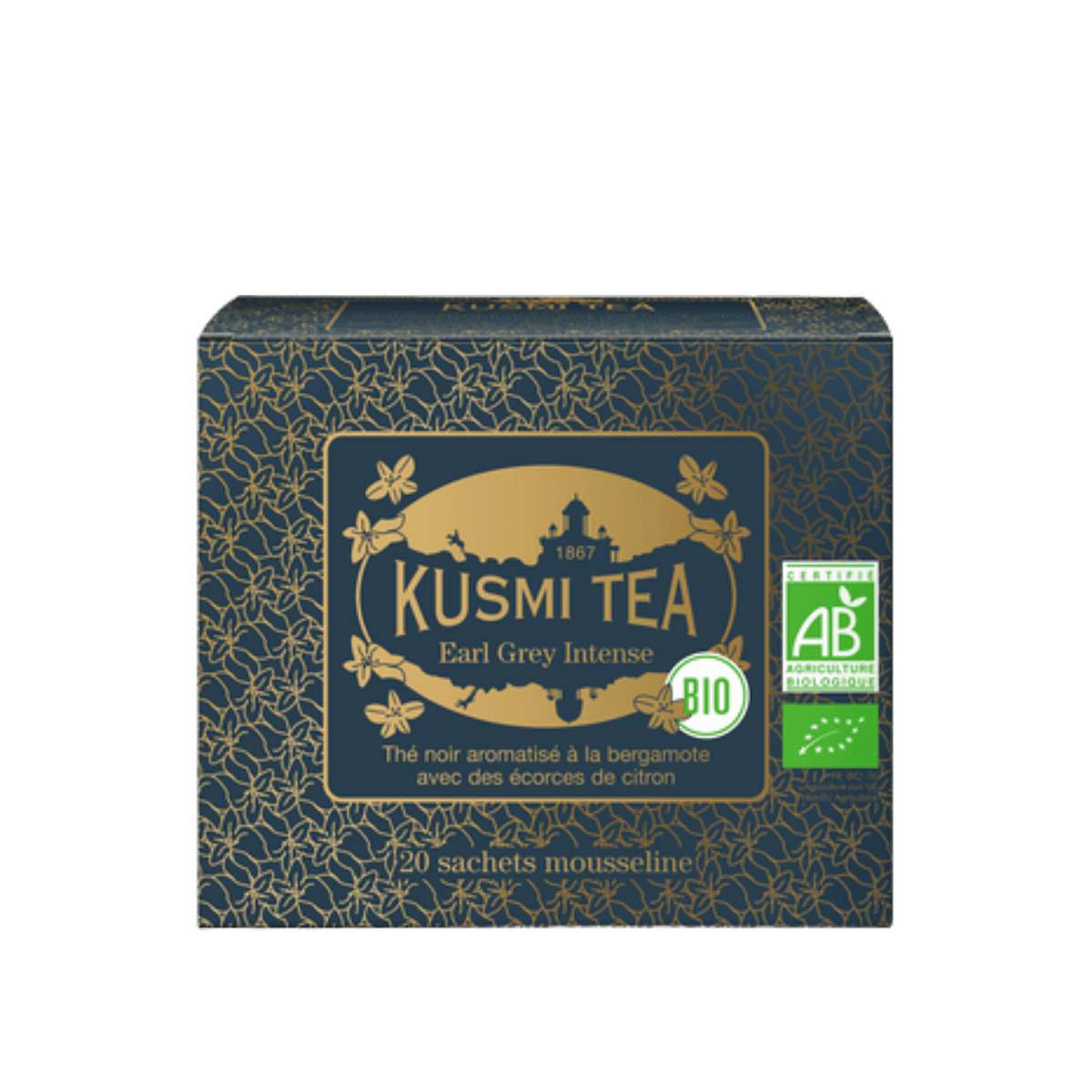 Thé noir bergamote BIO - Earl Grey Intense - Etui 20 sachets mousseline - 40gr - Kusmi Tea