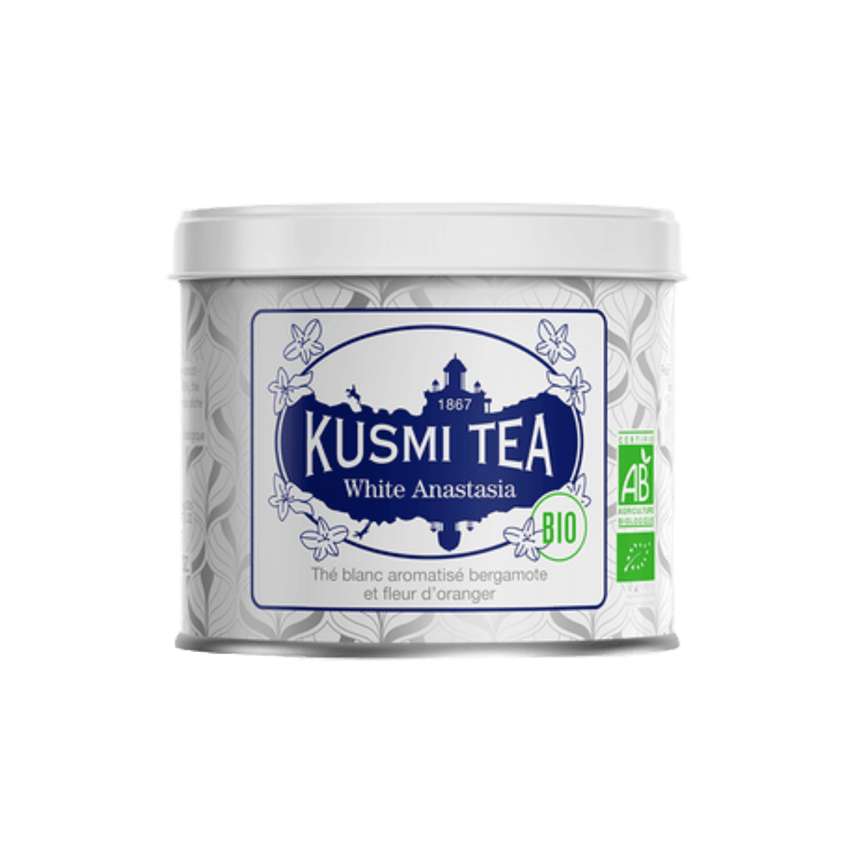 Thé blanc bergamote fleur d'oranger BIO - White Anastasia - Boîte métal 90gr - Kusmi Tea