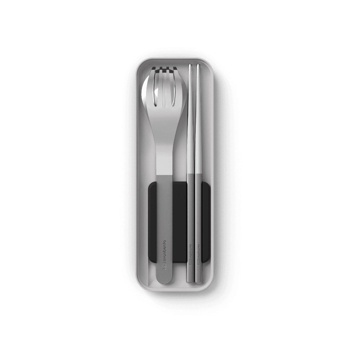 MB Slim Box Trio Baguettes Noir Onyx - Les couverts nomades en acier inoxydable - Monbento