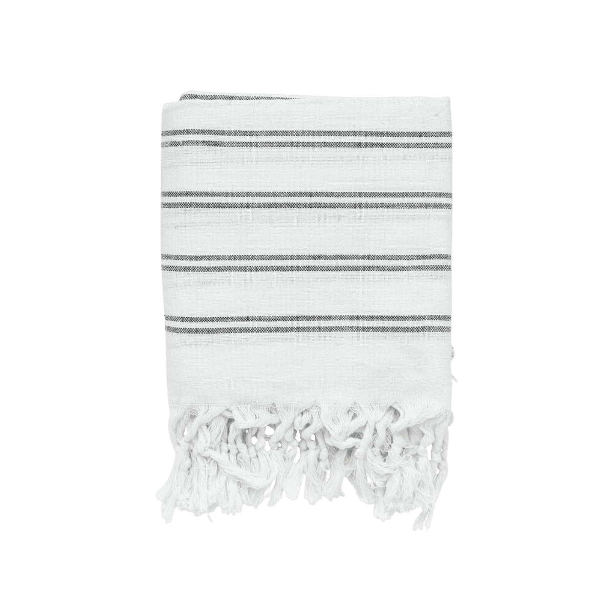 Plaid à franges - CLOTH RECYCLED – WHITE/STRIPED BLACK - Originalhome