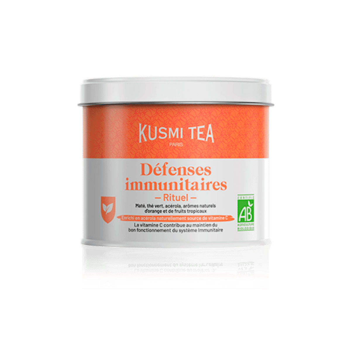 Rituel Défenses Immunitaires Thé vert Maté BIO enrichis en vitamine C Boîte métal 100gr - Kusmi Tea