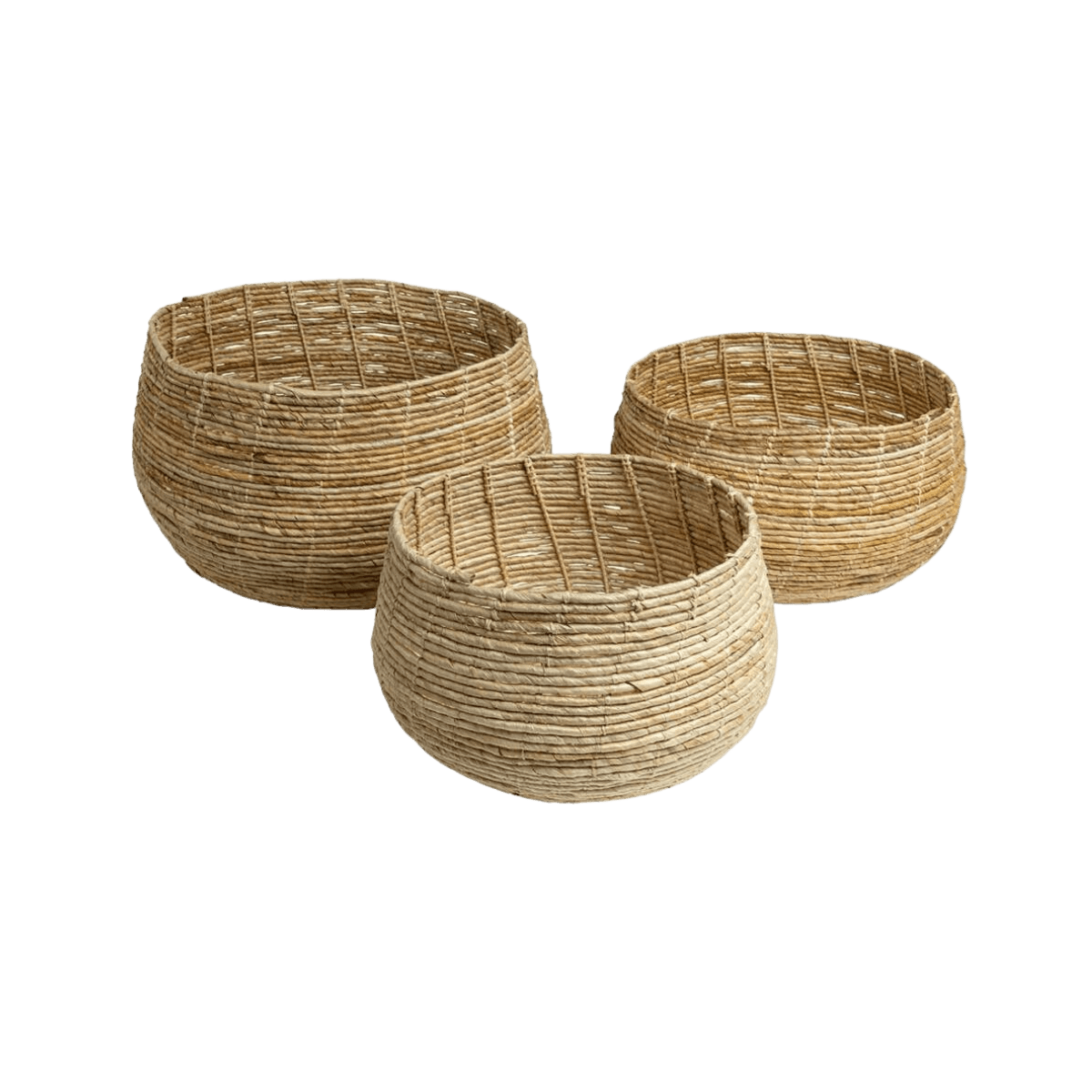 Set de 3 paniers en Abaca - Clair - ABACA FLOOR BASKET NATURAL - Originalhome