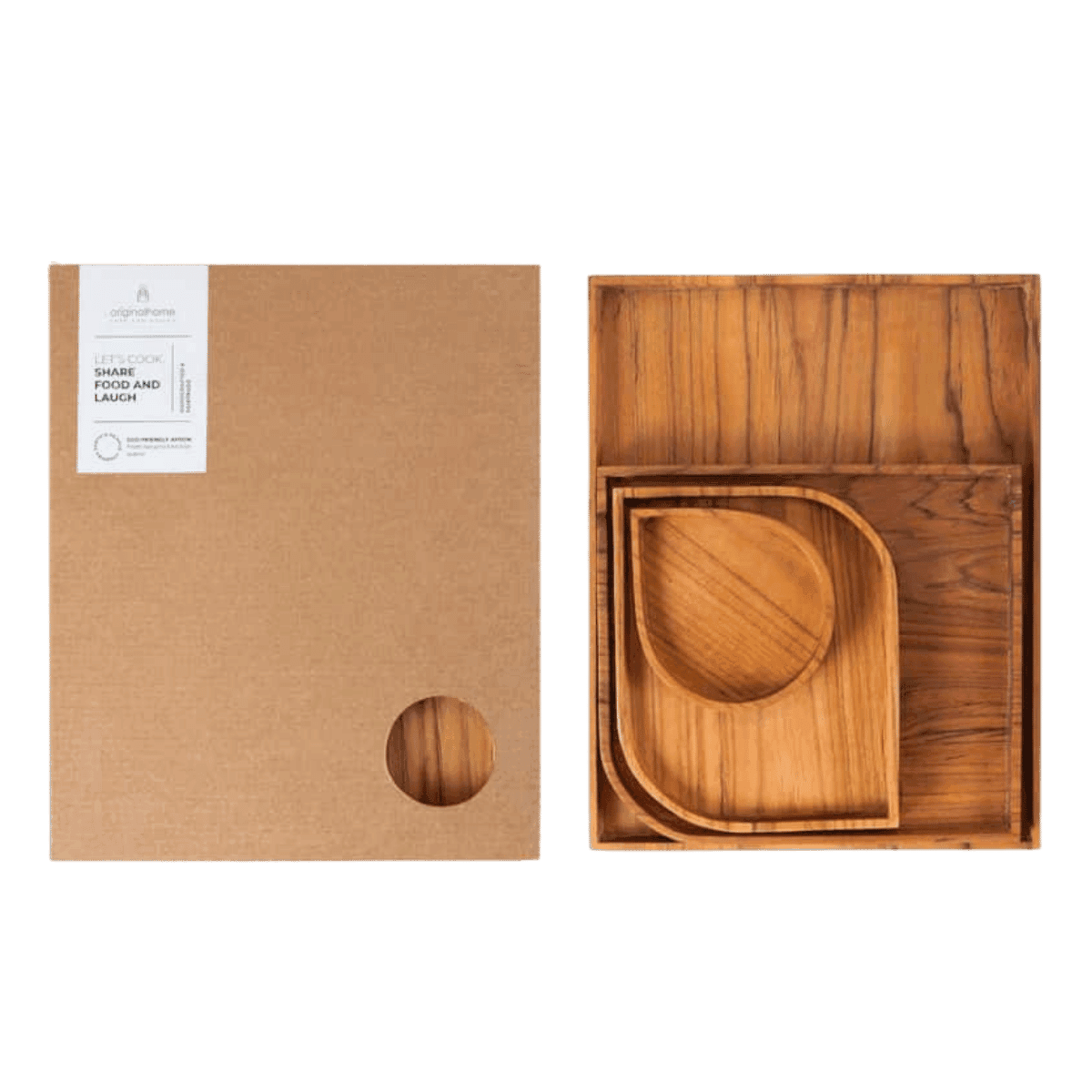 Set de 4 planches de services - Wooden Serving Trays - Recycled Teak - Originalhome