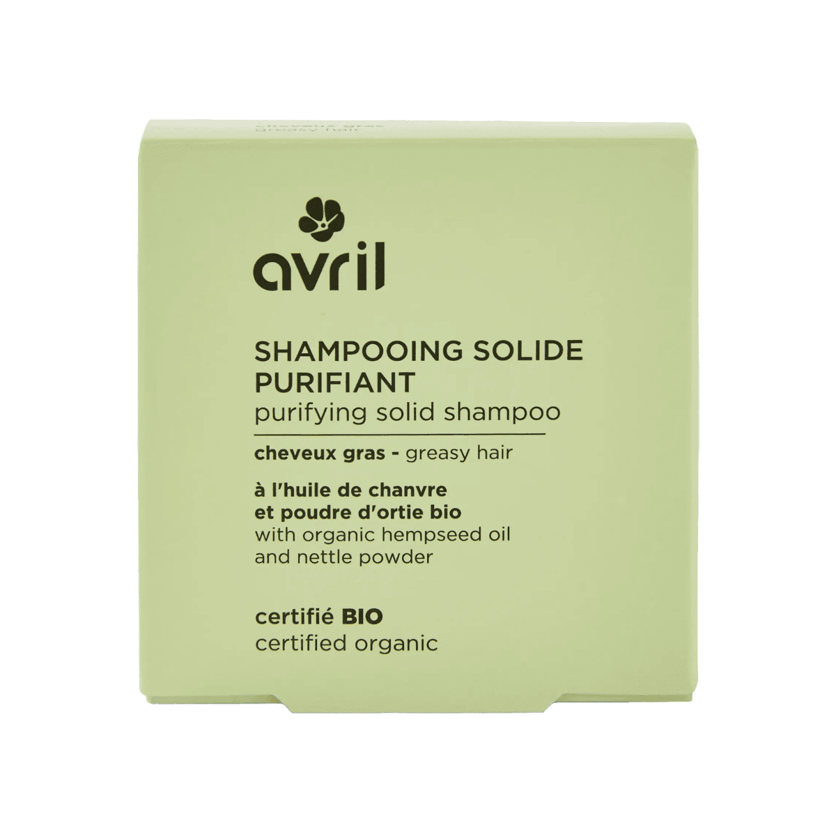 Shampoing solide saponifié à froid 60g - Cheveux GRAS - Certifié Bio - Avril