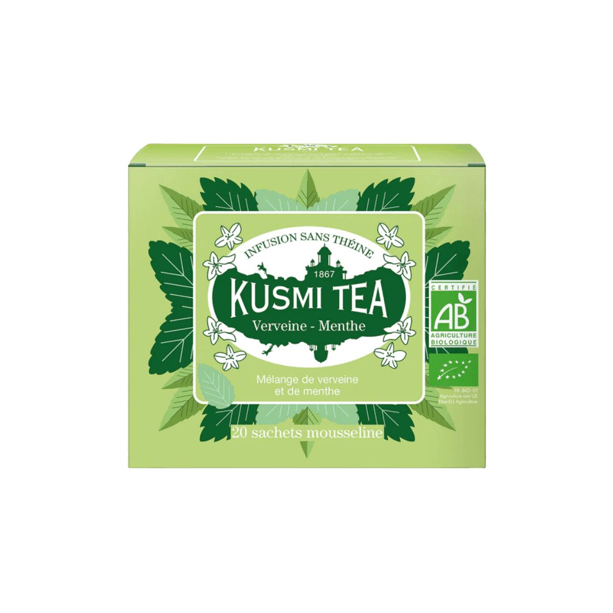 Verveine-menthe bio - Etui 20 sachets mousseline - 24gr - Kusmi Tea