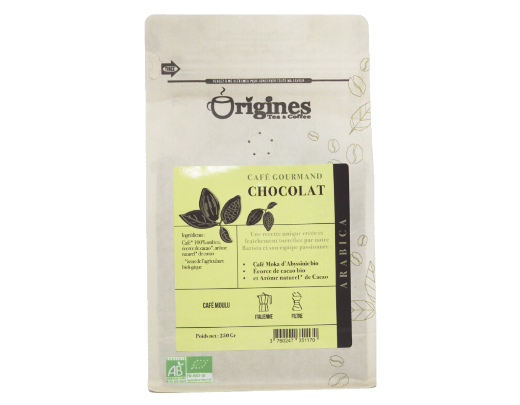Coffret cacao bio Ecureuil « Yummy » aromatisé noisette – Quai Sud